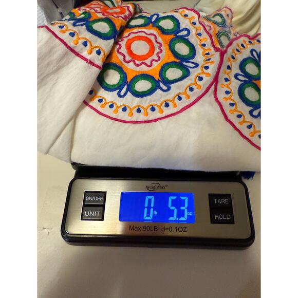 MudPie Embroidered Boho Dress Tassel Tie Peasant Style White Tunic M - Picture 11 of 11